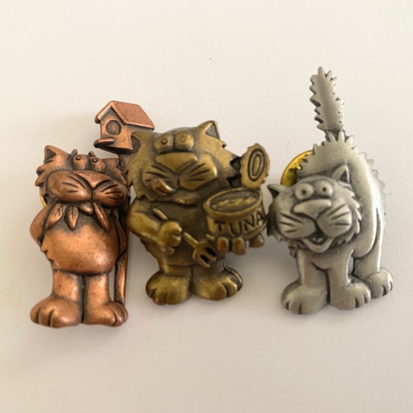 3 Vintage JJ Jonette Who Ate the Bird Cat - Scaredy Cat - Tuna Cat Scatter Pins - Picture 5 of 5